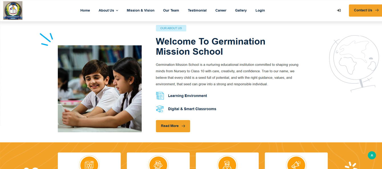 Germination Mission School website and school management project by Themesgro